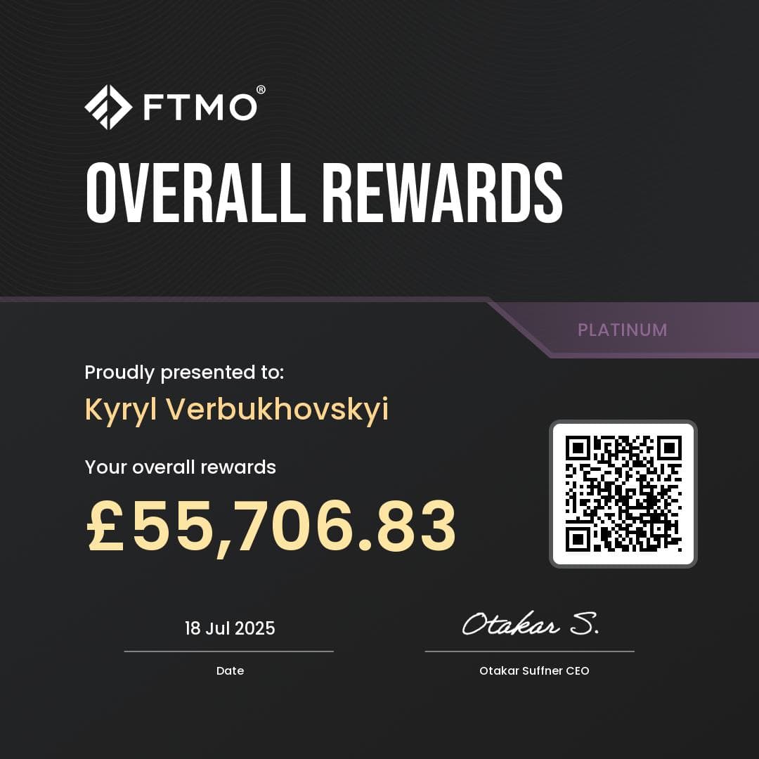 FTMO Platinum overall rewards certificate