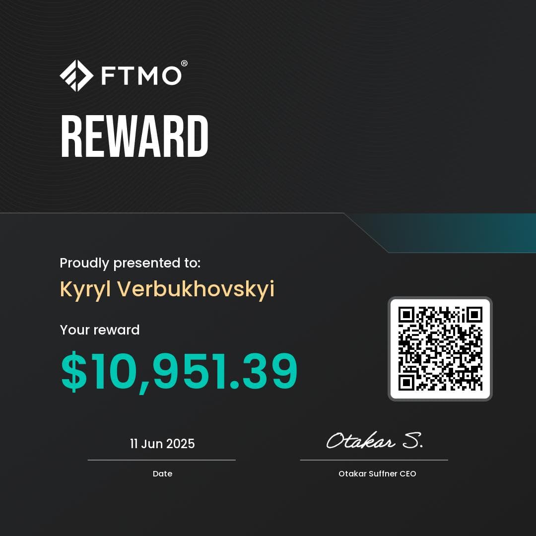 FTMO reward certificate