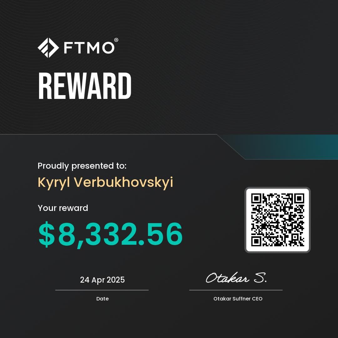 FTMO reward certificate