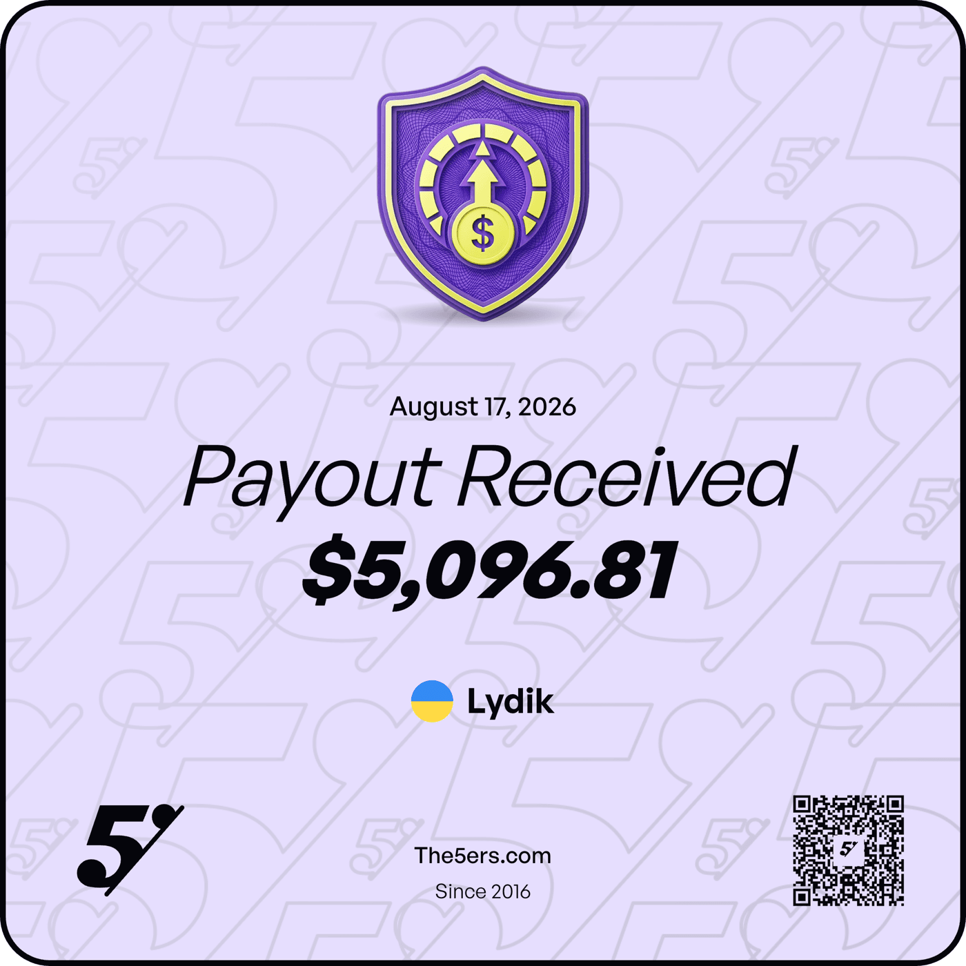 The5ers payout received certificate
