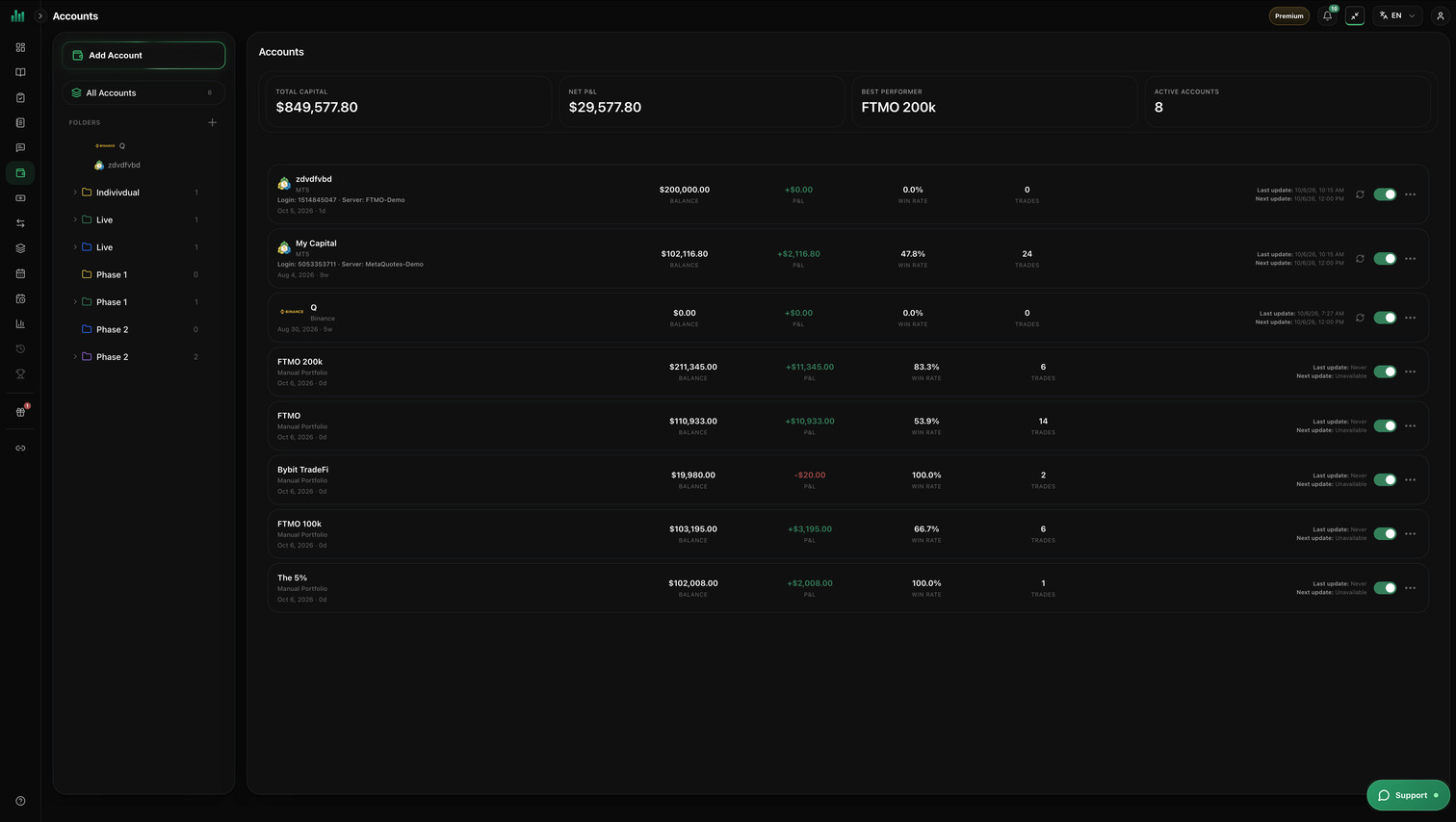 Accounts → Add Account in the left menu