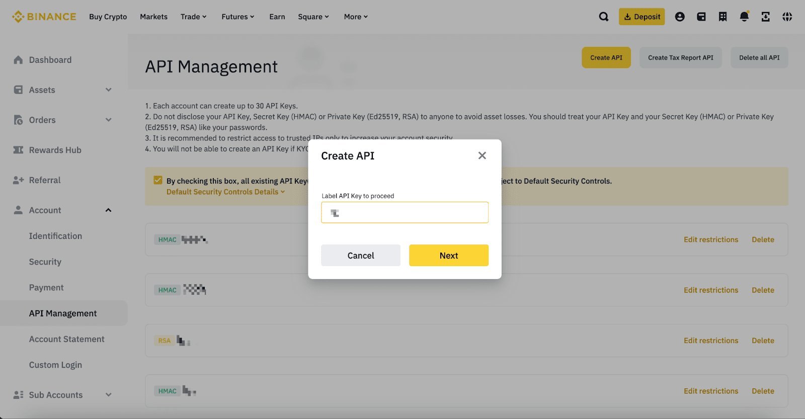 Enter a name (e.g. BitStat) → click Next